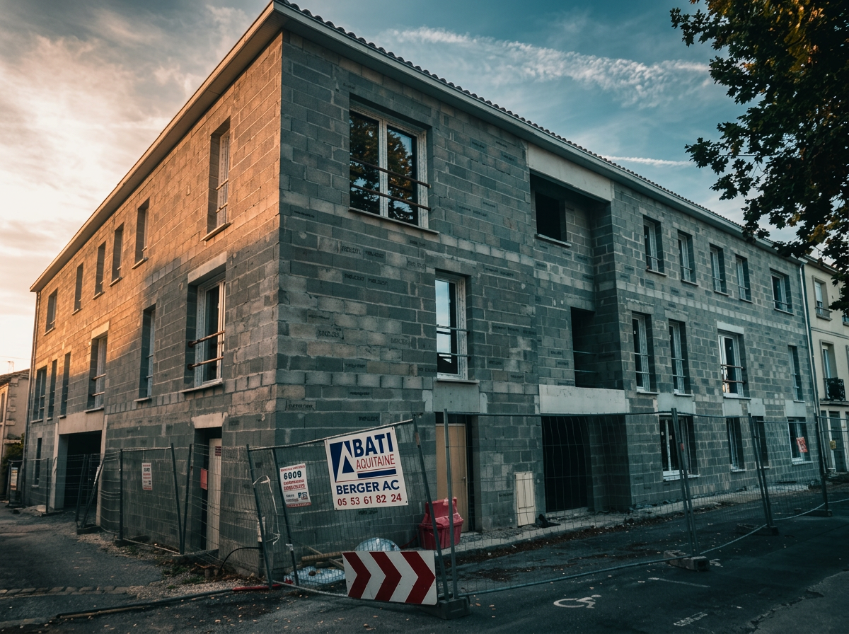 Maison neuve en construction en Dordogne